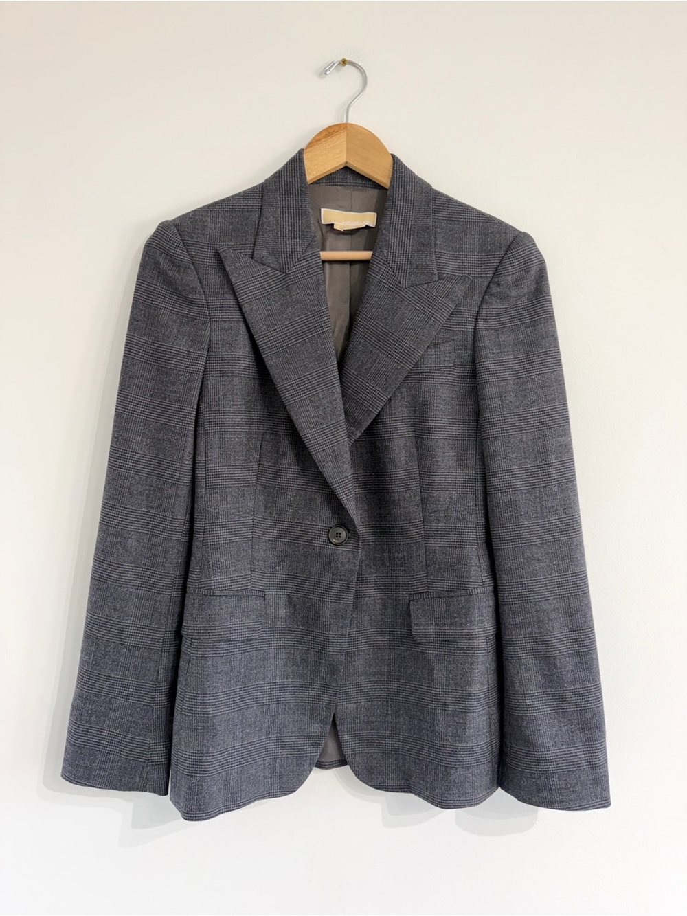 Michael Kors Wool Blazer Jacket Glenn Check Plaid Grey made in Italy